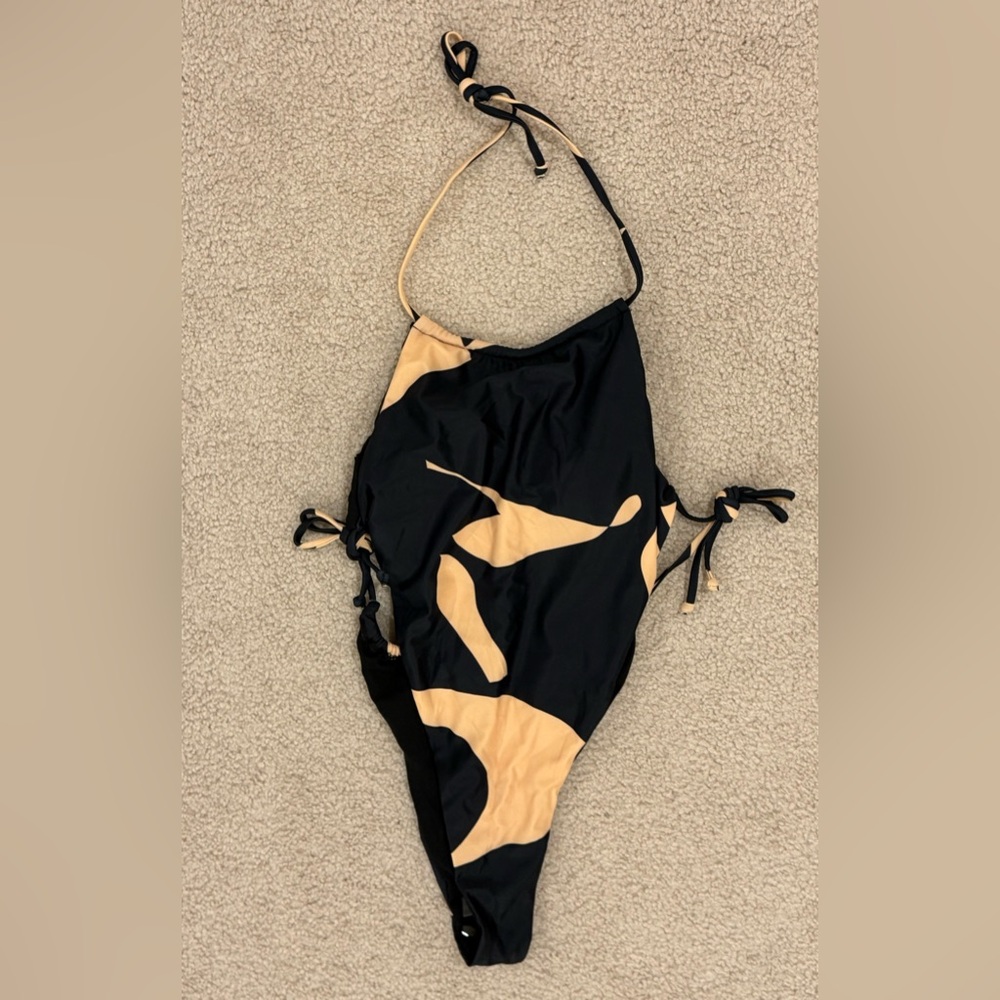 MATTE Collection Halter Swimsuit | NWT | Black & Nude
